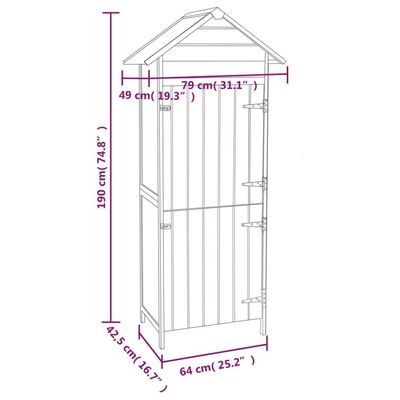 vidaXL Garden Storage Cabinet Brown 42.5x64x190 cm