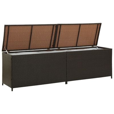 vidaXL Garden Storage Box Poly Rattan 200x50x60 cm Brown