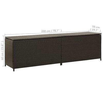 vidaXL Garden Storage Box Poly Rattan 200x50x60 cm Brown