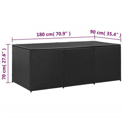 vidaXL Garden Storage Box Poly Rattan 180x90x70 cm Black