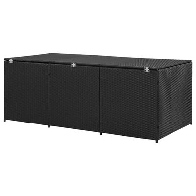 vidaXL Garden Storage Box Poly Rattan 180x90x70 cm Black