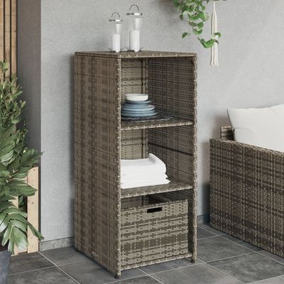 vidaXL Garden Storage Cabinet Grey 50x55x115 cm Poly Rattan