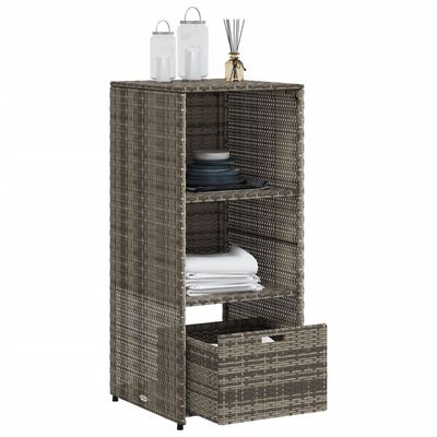 vidaXL Garden Storage Cabinet Grey 50x55x115 cm Poly Rattan