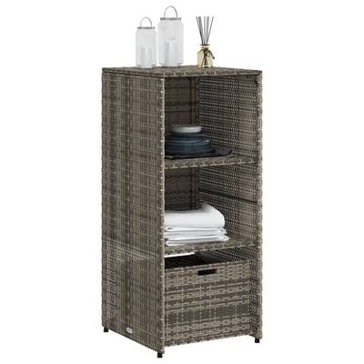 vidaXL Garden Storage Cabinet Grey 50x55x115 cm Poly Rattan