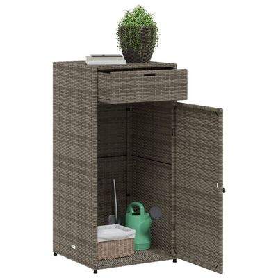 vidaXL Garden Storage Cabinet Grey 55x55x111 cm Poly Rattan