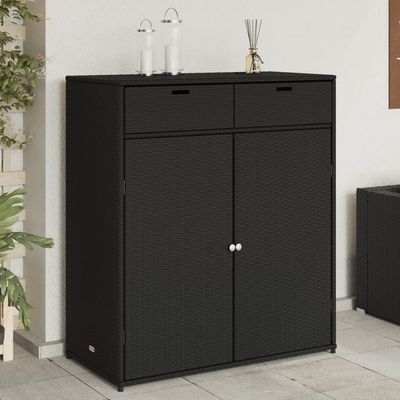 vidaXL Garden Storage Cabinet Black 105x55x113 cm Poly Rattan