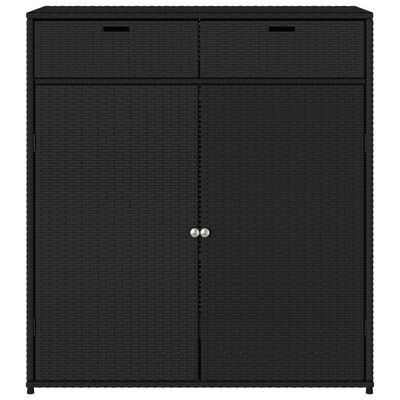 vidaXL Garden Storage Cabinet Black 105x55x113 cm Poly Rattan