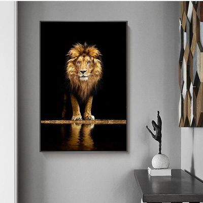 Modern Art Lion Mural in Dark Canvas Wall Art 150*100 cm