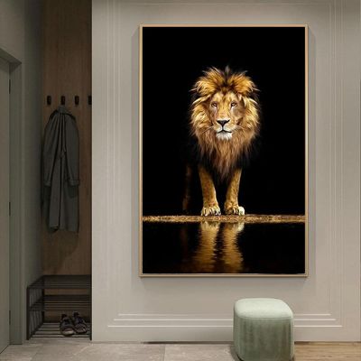 Modern Art Lion Mural in Dark Canvas Wall Art 150*100 cm