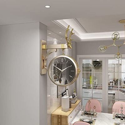 Double-Side Wall Mount Clock with Mute Movement Home Office Hotel Decoration Gift