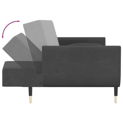 vidaXL 2-Seater Sofa Bed with Two Pillows Dark Grey Velvet