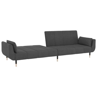 vidaXL 2-Seater Sofa Bed with Two Pillows Dark Grey Velvet