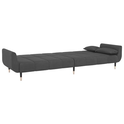 vidaXL 2-Seater Sofa Bed with Two Pillows Dark Grey Velvet