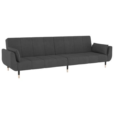 vidaXL 2-Seater Sofa Bed with Two Pillows Dark Grey Velvet