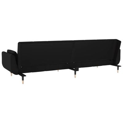 vidaXL 2-Seater Sofa Bed with Two Pillows Black Velvet