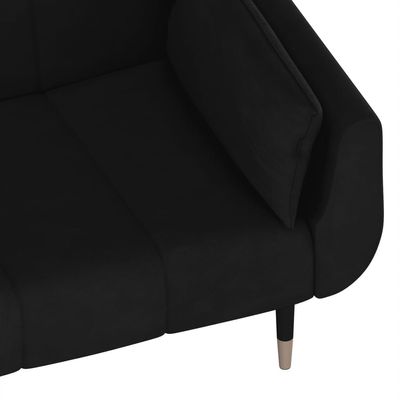 vidaXL 2-Seater Sofa Bed with Two Pillows Black Velvet