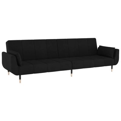 vidaXL 2-Seater Sofa Bed with Two Pillows Black Velvet