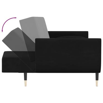 vidaXL 2-Seater Sofa Bed with Two Pillows Black Velvet