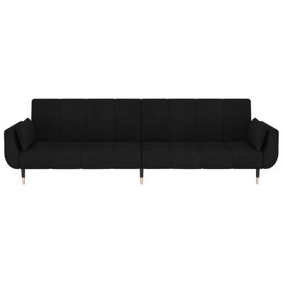 vidaXL 2-Seater Sofa Bed with Two Pillows Black Velvet