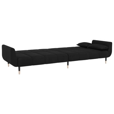 vidaXL 2-Seater Sofa Bed with Two Pillows Black Velvet