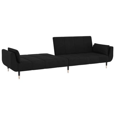 vidaXL 2-Seater Sofa Bed with Two Pillows Black Velvet