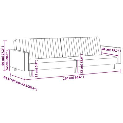 vidaXL 2-Seater Sofa Bed Dark Grey Velvet