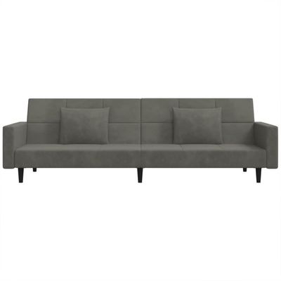 vidaXL 2-Seater Sofa Bed with Two Pillows Dark Grey Velvet