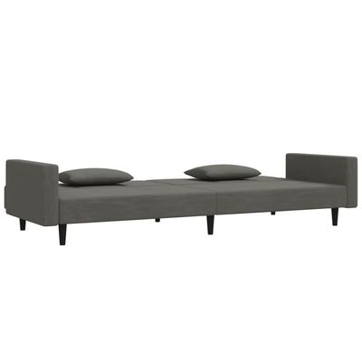 vidaXL 2-Seater Sofa Bed with Two Pillows Dark Grey Velvet