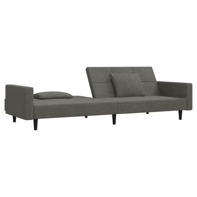 vidaXL 2-Seater Sofa Bed with Two Pillows Dark Grey Velvet