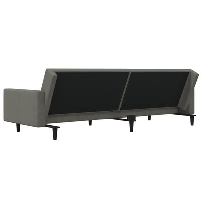 vidaXL 2-Seater Sofa Bed with Two Pillows Dark Grey Velvet