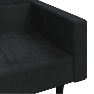 vidaXL 2-Seater Sofa Bed with Two Pillows Black Velvet