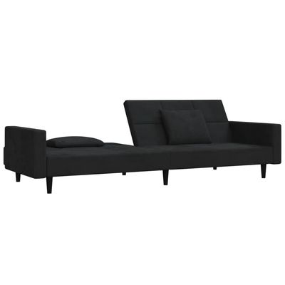 vidaXL 2-Seater Sofa Bed with Two Pillows Black Velvet