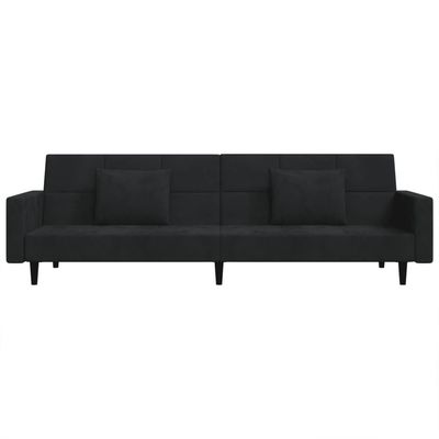 vidaXL 2-Seater Sofa Bed with Two Pillows Black Velvet