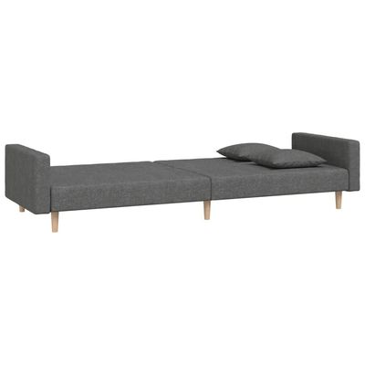 vidaXL 2-Seater Sofa Bed with Two Pillows Dark Grey Fabric