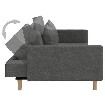 vidaXL 2-Seater Sofa Bed with Two Pillows Dark Grey Fabric