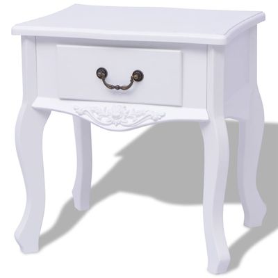 vidaXL Bedside Cabinet MDF White