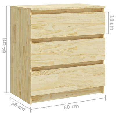 vidaXL Bedside Cabinet 60x36x64 cm Solid Pinewood