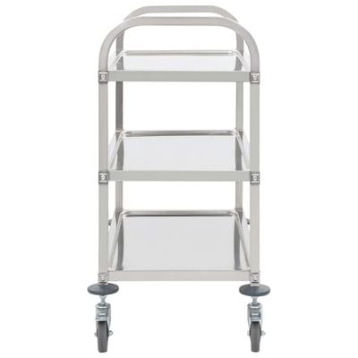 vidaXL 3-Tier Kitchen Trolley 96.5x55x90 cm Stainless Steel