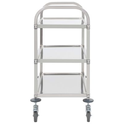 vidaXL 3-Tier Kitchen Trolley 96.5x55x90 cm Stainless Steel
