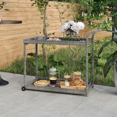 vidaXL Bar Cart Grey 100x45x83 cm Poly Rattan