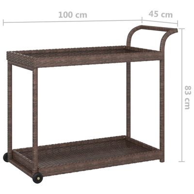 vidaXL Bar Cart Brown 100x45x83 cm Poly Rattan