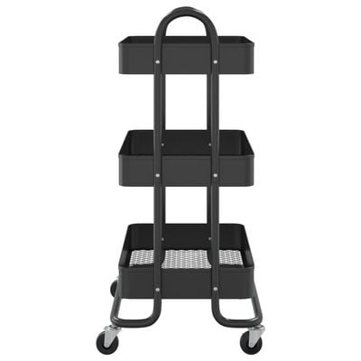 vidaXL 3-Tier Trolley Black 43x34x79 cm Steel