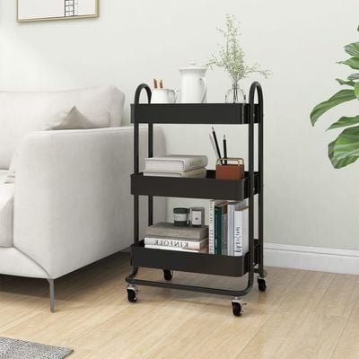 vidaXL 3-Tier Trolley Black 43x34x79 cm Steel