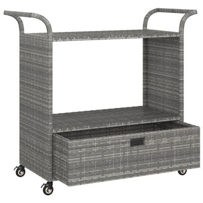 vidaXL Bar Cart with Drawer Grey 100x45x97 cm Poly Rattan