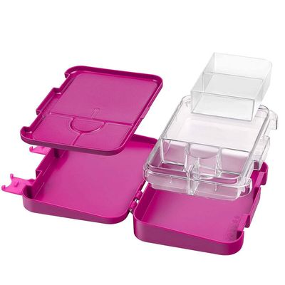 Snack Attack TM Lunch Box for Kid School Bento Purple Color for Kids|4/6 Convertible Compartments| BPA FREE|LEAK PROOF| Dishwasher Safe | Back to School Season |Food Graded Materials| Made of Triton