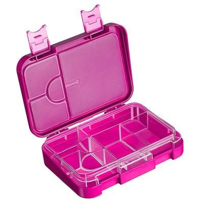 Snack Attack Bento Box or Lunch Box for Kids 4 & 6 Convertible Compartments | Portion Lunch Box | Food Graded Materials BPA FREE & LEAK PROOF| Made of Triton(Neptune Blue) (Purple Mermaid)