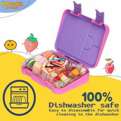 Snack Attack Bento Box or Lunch Box for Kids 4 & 6 Convertible Compartments | Portion Lunch Box | Food Graded Materials BPA FREE & LEAK PROOF| Made of Triton(Neptune Blue) (Pink Unicorn Solo)