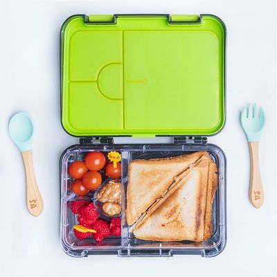 Snack Attack TM Bento Lunch Box for kids Space Midnight Black Color for Kids| 4/6 Convertible Compartments BPA FREE LEAKPROOF Dishwasher Safe Back to School Season for children Boys Girls Toddlers