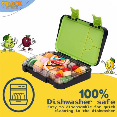 Snack Attack TM Bento Lunch Box for kids Space Midnight Black Color for Kids| 4/6 Convertible Compartments BPA FREE LEAKPROOF Dishwasher Safe Back to School Season for children Boys Girls Toddlers