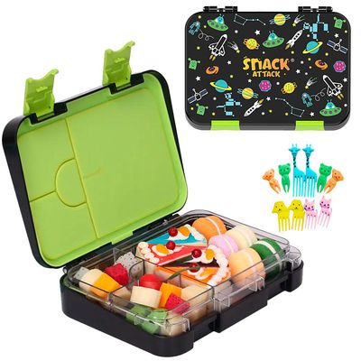 Snack Attack TM Bento Lunch Box for kids Space Midnight Black Color for Kids| 4/6 Convertible Compartments BPA FREE LEAKPROOF Dishwasher Safe Back to School Season for children Boys Girls Toddlers